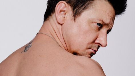 Jeremy Renner Poses Shirtless for Magazine Cover, Shows Scars From Snow Plow Accident — Entertainment Tonight Jeremy Renner Photoshoot, Jeremy Renner Shirtless, Clint Barton, Entertainment Tonight, Snow Plow, Jeremy Renner, Hawkeye, Magazine Cover, Avengers