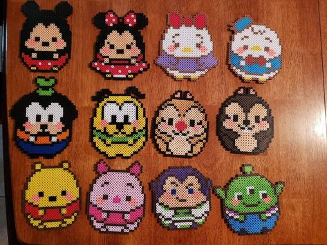 Disney Melty Beads Patterns, Disney Pearler Beads, Perler Beads Cartoon Characters, Pearl Beads Pattern Disney, Disney Perler Bead Patterns, Tsum Tsum Bead Pattern, Disney Tsum Tsum Perler Beads, Disney Beads, Pearled Bead