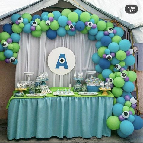 Monster Ink Party, Monsters Inc Birthday Party Decorations, Monsters Inc Balloon Decorations, Monsters Inc Balloon Arch, Monsters Inc Second Birthday, Monsters Inc Balloon Garland, Monster Inc Party Ideas Decoration, Monsters Inc Birthday Party Ideas 2nd, Monsters Inc Birthday Party Backdrop