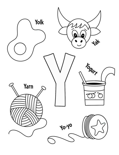 Y Is For, Y Crafts For Preschool, Letter I Worksheets For Preschoolers, Letter Y Worksheets For Preschool, Letter Y Crafts For Preschool, Y Words For Kids, Letter I Activities For Preschool, Letter Y Coloring Page, Letter Y Worksheet