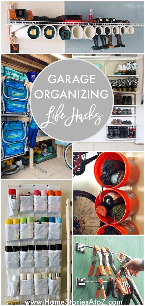 Garage Organization Hacks: Life Changing Ideas for Organizing Your Garage or Shed Garage Storage Hacks Organizing Ideas, Garage Organization Hacks Diy Ideas, Shed Pegboard Organization, Storage Ideas For Organization, Organizing Shed Storage, Organizing Shop Ideas, Paint Can Storage Ideas Garage, Organizing A Shed Ideas, Shed Organizer Ideas