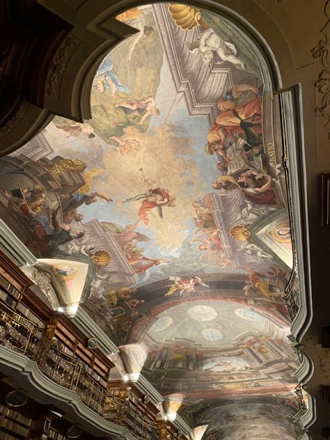 Library Prague, Baroque Library, Most Beautiful Libraries, Beautiful Libraries, National Library, Bored Panda, Prague, Most Beautiful, Ceiling