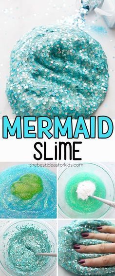 Mermaid Slime, Mermaid Party Favors, Slime Party, Mermaid Crafts, Mermaid Parties, Wine Bottle Diy Crafts, Golden Birthday, Toddler Snacks, Slime Recipe