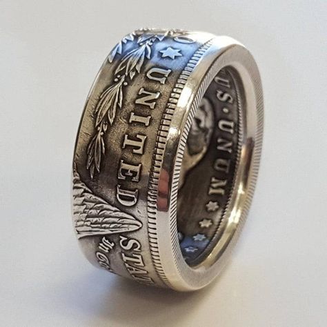 Silver Coin Ring, Silver Dollar Coin, Pattern Ring, Morgan Silver Dollar, Dollar Coin, Coin Ring, New Metal, Handcrafted Rings, Latest Jewellery