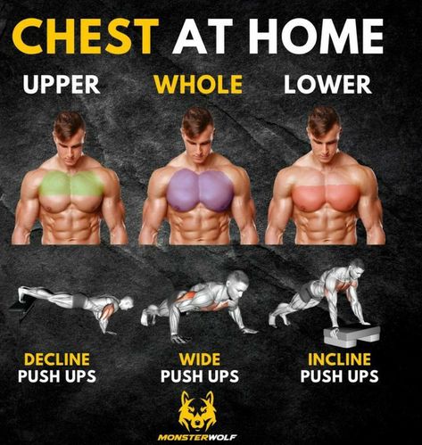 Mad Muscles Workout, Workout At Home No Equipment, Chest Workout At Home, Chest Workout For Men, Chest Workout Routine, Mass Building, Home Workout Men, Chest Exercises, 12 Minute Workout