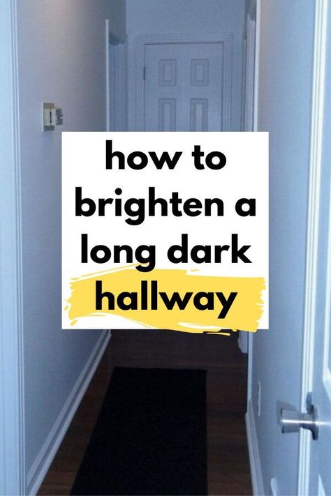 Brighten Dark Hallway, Long Dark Hallway, Landing Ideas Upstairs, Decorating A Narrow Hallway, Dark Hallway Ideas, Hallway Wall Colors, Hallway Colour Schemes, Painted Hallway, Long Narrow Hallway