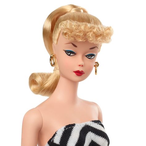 zoomed image Iconic Barbie Dolls, Barbie Doll Face, 50s Barbie, Crazy Barbie, 1959 Barbie, Barbie Tattoo, Brunette Barbie, Original Barbie, Barbie Face