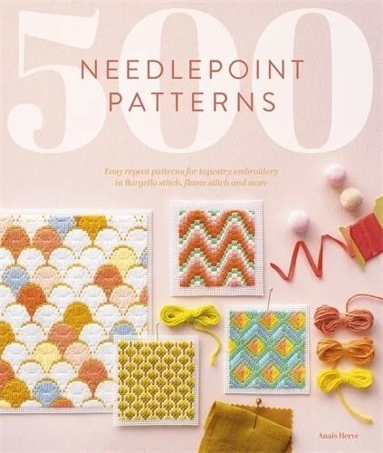 500 Needlepoint Patterns | Knot the Point Needleworks Yarn On Canvas, Tapestry Embroidery, Bargello Patterns, Needlepoint Stitches, Embroidery Book, Stitch Book, Needlepoint Designs, Colour Chart, Needlepoint Patterns