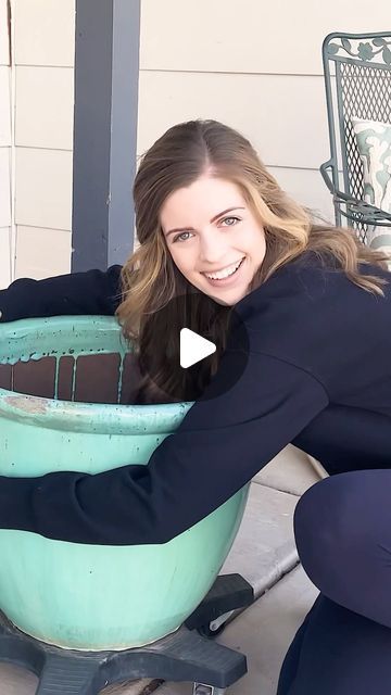 nikki | Flower potting hack for my friend’s beautiful spring planter 🌸🪴 #planthack  #pottinghack #containergardening #springflowers #springplanting | Instagram Flower Pots Backyard, How To Plant Plants In A Planter, Painted Planters Outdoor, Flower Pots On Deck, Flower Pot Hacks, Front Porch Flower Ideas Potted Plants, Diy Concrete Flower Pots, Planter Hacks Flower Pots, Decorating Pots For Plants