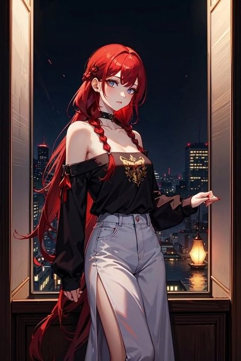 Anime Female Red Hair, Red Dress Anime, Pirate Rpg, Crimson Hair, Red Hair Woman, Redhead Girl, Cute Art Styles, Anime Outfits, Manga Girl