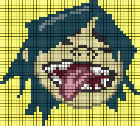 Gorillaz Alpha Pattern, Crochet Alpha Patterns, 2d Cartoon Character, Gorillaz 2d, Grid Board, Minecraft Blocks, 2d Cartoon, Diy Kandi, Kandi Ideas