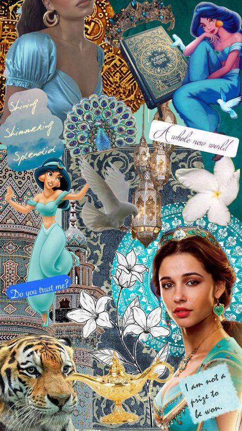 Jasmine 🤍 Jasmine Live Action, Aladdin Live, Vintage Moodboard, Aladdin Princess, Do You Trust Me, Art Movies, Disney Princess Artwork, Teal Art, Wallpaper Disney