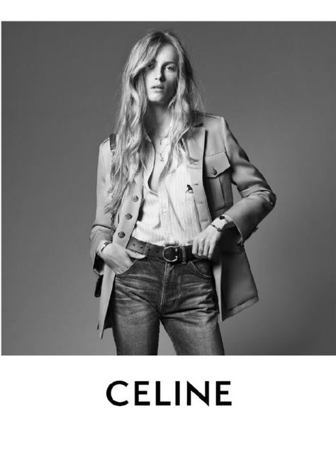 Rianne Van Rompaey by Hedi Slimane for Celine Spring 2021 Campaign — Anne of Carversville Celine Campaign, Rianne Van Rompaey, Bardot Hair, Vogue Spain, Brand Campaign, Hedi Slimane, Photo Stands, Fashion Spring, Ad Campaign