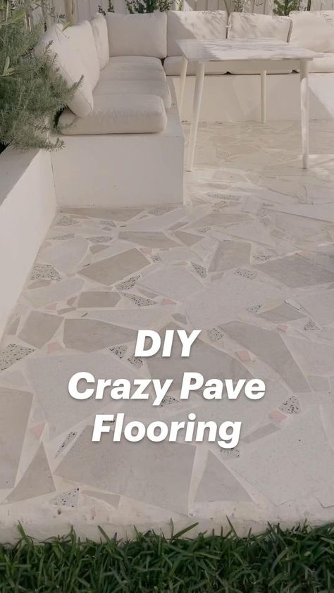 DIY Crazy Pave Flooring | Patio makeover, Concrete patio makeover, Outdoor paving Crazy Pave, Concrete Patio Makeover, Outdoor Paving, Crazy Paving, Front Porch Ideas Australia, Backyard Oasis Ideas, Backyard Beach, Front Porch Ideas Curb Appeal, Front Porch Ideas For Mobile Homes