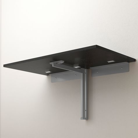 BJURSTA brown-black, Wall-mounted drop-leaf table - IKEA Bjursta Table, Laundry Room Folding Table, Floating Table, Drop Down Table, Wall Mounted Desk, Folding Desk, Table Wall, Laundry Room Diy, Wall Table