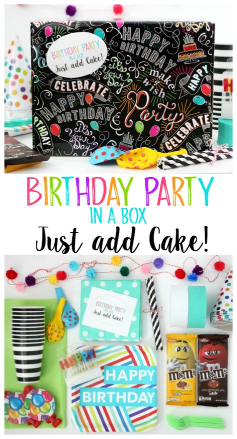 Party In A Box Business, Birthday Party In A Box Ideas, Food Pantry Birthday Boxes, Party In A Box Ideas, Food Pantry Birthday Kits, Party In A Box Ideas Diy, Birthday Cake Kits For Food Pantry, Cupcake Diy Kit, Pedicure Gift Basket