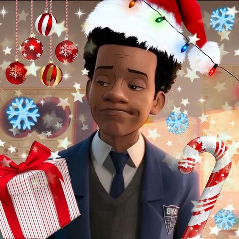 Christmas Pfp, Miles Morales Spiderman, Christmas Icons, Miles Morales, Kendrick Lamar, Christmas Hat, Spider Verse, Cutie Patootie, Poster Board