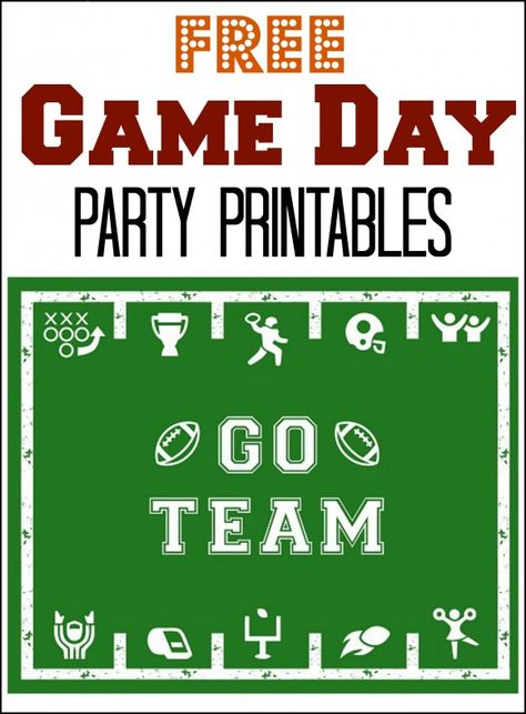 Free Game Day Party Printables, perfect for your Super Bowl parties this Sunday! See more party ideas at CatchMyParty.com. #superbowl #freeprintables Football Party Printables, Football Printables, Football Tailgate Food, Superbowl Ideas, Superbowl Party Ideas, Trophy Diy, Super Bowl Ideas, Super Bowl Trophy, Super Bowl Party Ideas