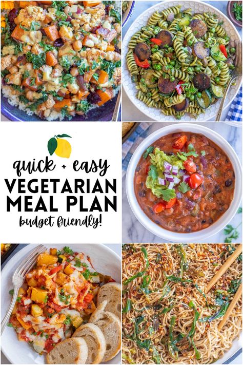 Budget Friendly Vegetarian Meal Plan - Week 31 - She Likes Food Healthy Vegetarian Meal Plan, Sweet Potato Bowls, Budget Friendly Dinner, Time Planning, Vegetarian Meal Plan, 30 Minute Dinners, Baked Veggies, Vegetarian Bake, Vegetarian Meal