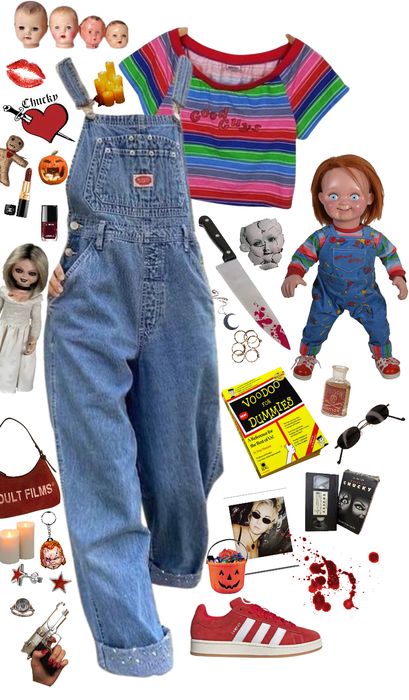 chucky Outfit | ShopLook Chucky Outfit, Chucky Halloween Costume, Tiffany Bride Of Chucky, Tiffany Bride, Creepy Crafts, Chucky Costume, Chucky Halloween, Trending Diy, Sourpuss Clothing