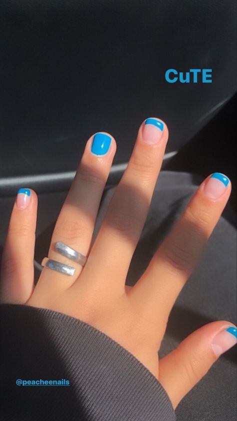 Really Short Nails, Short Natural Nails, Cowboy Nails, Teen Nails, Short Nail Manicure, Gel Nails French, Blue Gel Nails, Beachy Nails, Natural Nail Designs