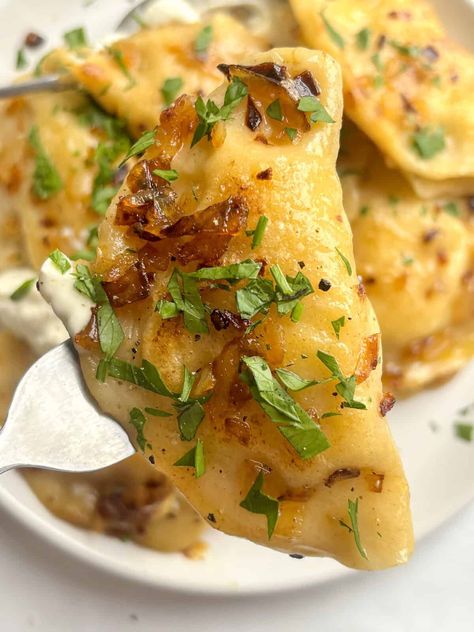 Homemade Pierogies - Easy Polish Dumplings Potato Dumplings Polish, Easy Pierogi Recipe, Pirogi Recipes, Homemade Pierogi Recipe, Best Pierogi Dough Recipe, Perogie Dough Recipe, Pierogies Homemade, Ukrainian Perogies Recipe, Homemade Pierogies