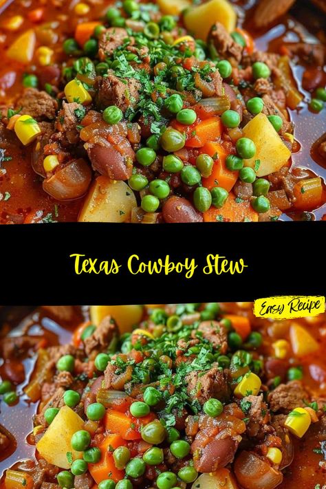 Texas Stew Recipes, Turtle Meat Recipe, Texas Cowboy Stew Recipe, Texas Cowboy Stew, Cowboy Stew, Ground Beef Beans, Texas Cowboy, Texas Cowboys, Bean Tacos