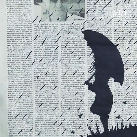 How To Make Newspaper Collage, Drawing On Book Pages Easy, Drawing On Newspaper, Art On Book Pages, Kolaj Art, Newspaper Drawing, Newspaper Painting, Newspaper Collage, Newspaper Art