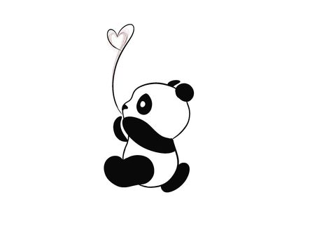 Panda Fine Line Tattoo, Panda Tattoo Ideas, Panda Bear Tattoos, Tiny Panda, Cute Panda Drawing, Pet Tattoos, Balloon Tattoo, Cute Couple Tattoos, Horoscope Tattoos