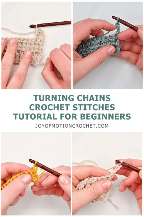 How To Turn Chain Crochet, Turning Crochet Work, Turning Chains In Crochet, Turning Chains Crochet, Crochet Turning Tips, How To Turn In Crochet, How To Turn Crochet Rows, Crochet Joining Techniques Stitches, Double Crochet Turning Chain