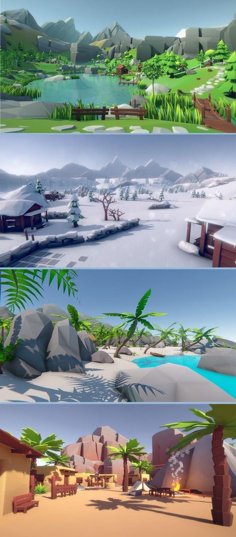 Game Art Environment, Low Poly Games, 3d Environment, 3d Landscape, Game Environment, Low Poly Art, Level Design, Low Poly Models, Landscape Architecture Design