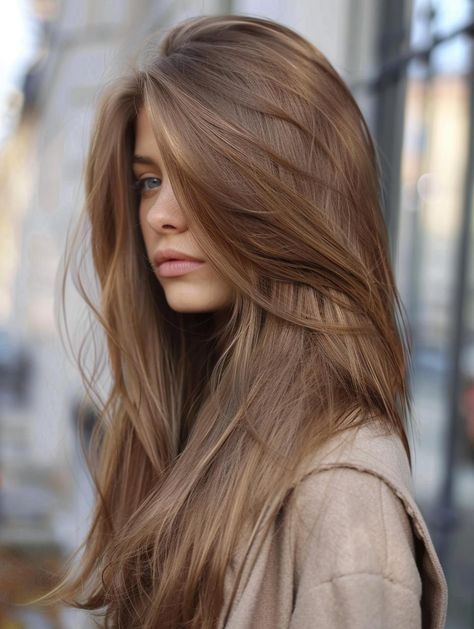 Best Light Brown Hair Color Ideas for Every Style Best Light Brown Hair Color, Light Creamy Brown Hair, Muted Auburn Hair, Cool Light Brown Hair Color, Fall Hair Colors Light Brown, All Over Light Brown Hair Color, One Tone Hair Color, Light Brown Dyed Hair, Honey Color Hair