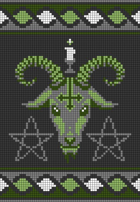 Alpha pattern #118196 variation #217926 | BraceletBook Alpha Patterns Skull, Wolf Alpha Pattern, Crochet Devil Horns Free Pattern, Satanic Crochet, Gothic Alpha Pattern, Crochet Tapestry Alpha Pattern, Star Alpha Pattern, Christmas Alpha Patterns, Halloween Alpha Pattern