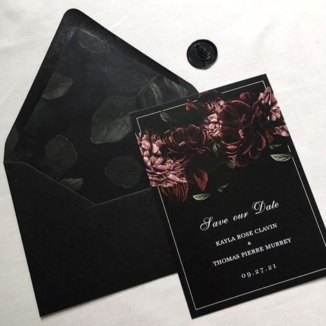 Dark Forest Wedding, Floral Save The Date Template, Dark Wedding Theme, Floral Save The Dates, Goth Wedding, Save The Date Template, Dark Wedding, Moody Wedding, Future Wedding Plans