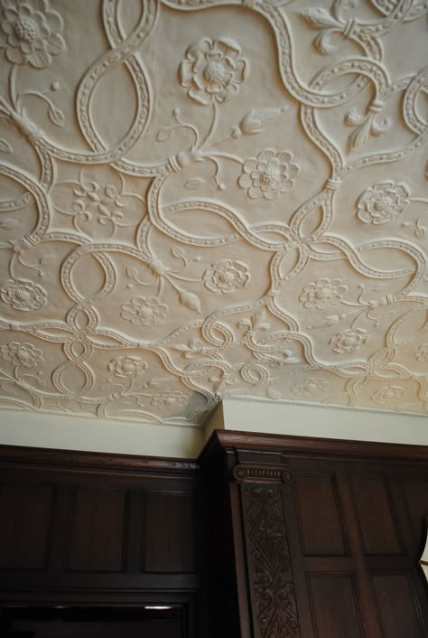 Plaster Ceiling Detail -- another Tudor pattern with Tudor roses as well Plaster Molding Ceiling, Tudor Ceiling, Tudor Pattern, Plaster Ceiling Design, Ceiling Wallpaper, Wallpaper Ceiling, Plaster Ceiling, Ceiling Detail, Decorative Plaster