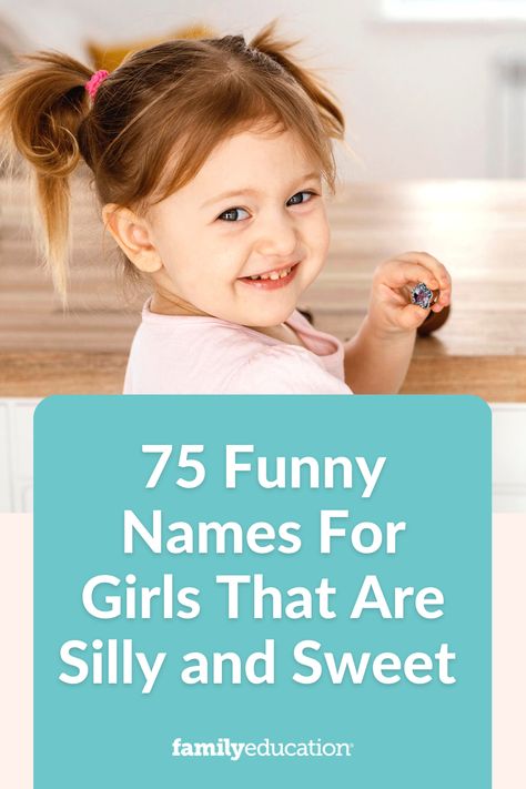 Whether you're looking for a quirky name for your little girl, or a name inspired by famous funny women, we've got you covered with this list of 75 funny girl names. #babygirlnames Quirky Girl Names, Funny Names For Girls, Funny Girl Names, Funny Baby Names, Names Of Baby Girl, Rhyming Names, List Of Girls Names