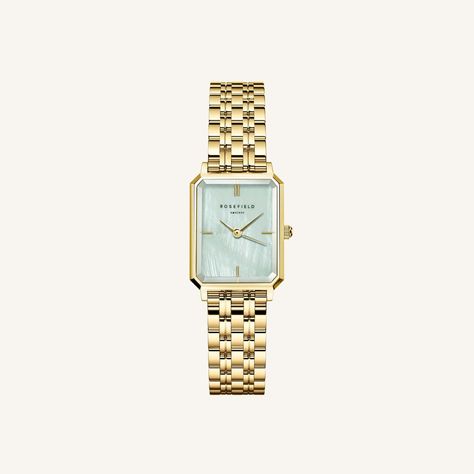 Rosefield Octagon, Rosefield Watch, Rectangle Watch, Gold Drop Necklace, Twisted Bangle, Green Watch, Gold Bar Earrings, Gold Water, Modern Watches