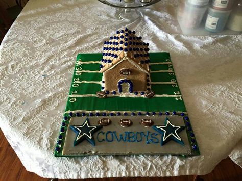 Cowboys gingerbread house Gingerbread House Glue Recipe, Gingerbread House Glue, Glue Recipe, Gingerbread Contest, Gingerbread House Competition, Homemade Gingerbread House, Gingerbread House Parties, Homemade Gingerbread, Sports Theme