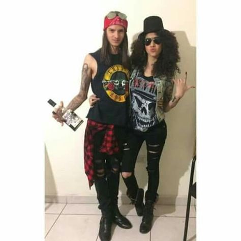 Slash Axl Rose Costume, Axel Rose And Slash Costume, Slash And Axl Costume, Slash Costume Female, Axel Rose And Slash, 80s Rockstar Costume, Axel Rose Costume, Rock And Roll Costume Women, 80s Rock Costume Women