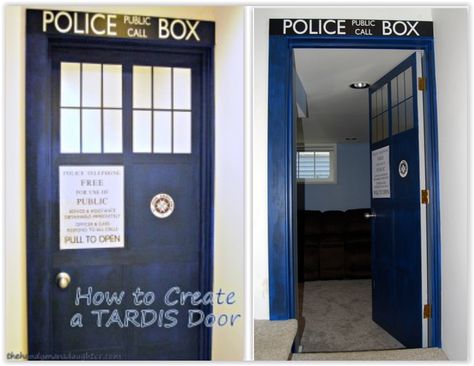 Tardis Door Diy, Tardis Door, Art Room Doors, Door Paint, Door Diy, Home Decor Crafts, Diy Door, Room Doors, Painted Doors