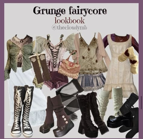 Gurge Aesthetics Outfit, Forest Fairy Fashion, Portals Outfit Ideas, Grunge Fairy Core Outfits, Fairy Core Style, Fairy Grunge Outfit, Weird Core, Grunge Fairycore, Earthy Outfits