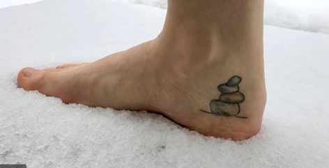 Rocks Tattoo Stone, Cairn Tattoo, Nana Tattoo Ideas, Nina Tattoo, Nana Tattoo, Rock Cairn, Ankle Tat, Stone Tattoo, Stone Cairns