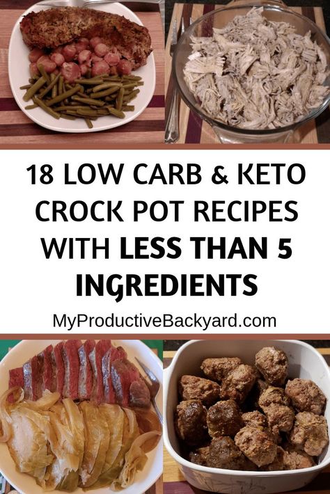 Low Carb Keto Crock Pot Recipes with less than 5 Ingredients; 18 low carb and Keto recipes to dump into your crock pot and be ready when you are. #Keto #LowCarb #LCHF #KetoDiet #MyProductiveBackyard #glutenfree #ketogenicdiet #lowcarbhighfat #Ketorecipes #Lowcarbrecipes #crockpot #slowcooker Keto Crock Pot Recipes, Easy Crockpot Meals, Low Carb Bbq Sauce, Keto Crockpot, Easy Crockpot Chicken, Stew Chicken Recipe, Keto Crockpot Recipes, Vegetable Side Dishes Recipes, Crock Pot Recipes