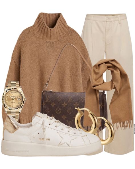 Beige Pant Winter Outfit, How To Style Beige Sweater, Camel Turtleneck Sweater Outfit, Tan Sweater Outfit Winter, Neutral Color Winter Outfits, Beige Turtleneck Sweater Outfit, Cream Pants Winter Outfit, Camel Sweater Outfit Winter, Camel Turtleneck Outfit