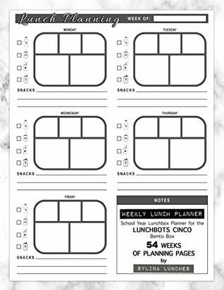 Weekly Lunch Planner: School Year Lunchbox Planner for the LunchBots Cinco Bento Box: 54 Weeks of Planning Pages (Bento Box Lunch Ideas)  #Bentobox #Kinsho #KinshoKitchen #EasyLunch #Lunch #MealPrepping #Meal #HeatlhyInspiration #Healthy #EasyLunchBoxIdeas #LunchBoxIdeas #Eathealthy #Bento #BestBentoBox #leadkedproofBentoBox #LeakedProof #LunchBoxForKids #LunchboxForAdults #SteelBox #LunchPack #LunchBag #BentoBowl #SaladBowl #MandolinSlicer #VegetableSlicer Lunchbox Planner, Cold Lunch Ideas For Work, Bento Box Lunch Ideas, Box Lunch Ideas, Lunch Planner, Whole30 Meal Prep, Planner School, Easy Lunch Boxes, Homemade Lunch