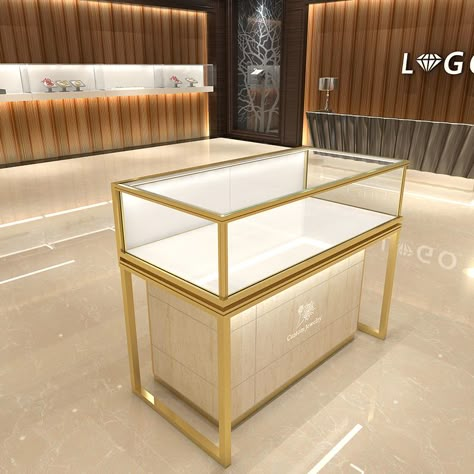 Jewelry Display Table, Gold Display, Jewelry Store Interior, Showcase Cabinet, Display Counter, Jewelry Store Design, Design Café, Cabinet Medical, Marble Jewelry