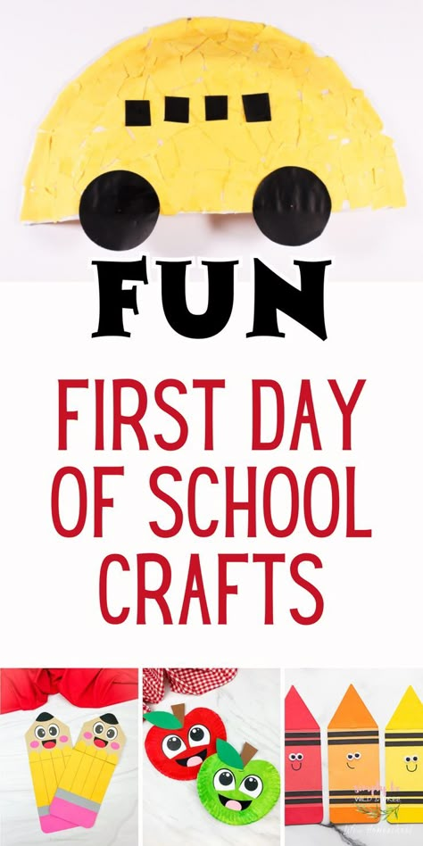 From awesome bus crafts and apple crafts to pencil crafts and crayon crafts! Celebrate back-to-school with these fun first day of school activities and craft ideas! Back To School Crafts For Toddlers Easy, Easy First Day Of School Crafts, Crafts For The First Day Of School, First Day Crafts For Toddlers, Preschool Welcome To School Activities, Back To School Preschool Crafts Free Printables, Back To School Process Art Preschool, First Day Of School Activities Preschool Craft Idea, Toddler Crafts Back To School