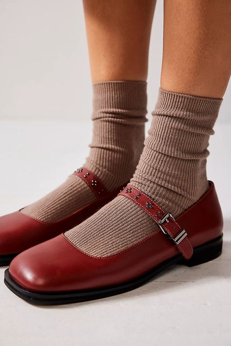 Rumor Mary Janes | Free People Comfortable Dress Shoes For Women, Red Mary Jane Shoes, Comfortable Dress Shoes, Sock Outfits, Mary Jane Shoes Womens, Sheer Tights, Unique Shoes, Mary Jane Flats, Cute Jeans