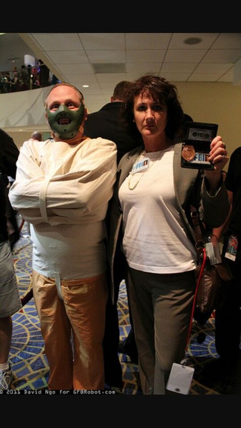 Clarice and Hannibal couples costume Hannibal And Clarice Costume, Hannibal Lecter And Clarice Starling Costume, Clarice Starling Costume, Hannibal Lecter And Clarice Starling, Hannibal Lecter Costume, Clever Couples Halloween Costumes, Clarice Starling, Halloween Costumes Diy Couples, Spooky Ideas