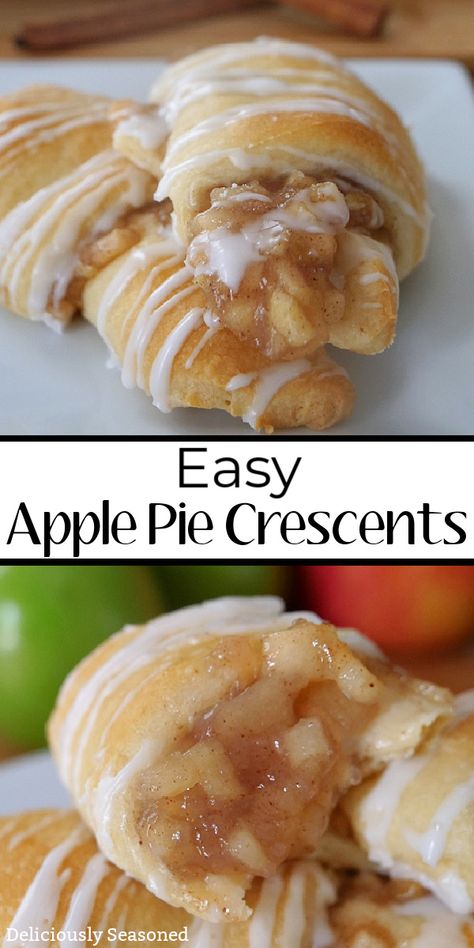 Apple Pie Crescents, Crescent Roll Recipes Dessert, Pillsbury Crescent Roll Recipes, Crescent Roll Dessert, Homemade Apple Pie Filling, Crescent Recipes, Homemade Apple Pie, Pie Filling Recipes, Apple Recipes Easy